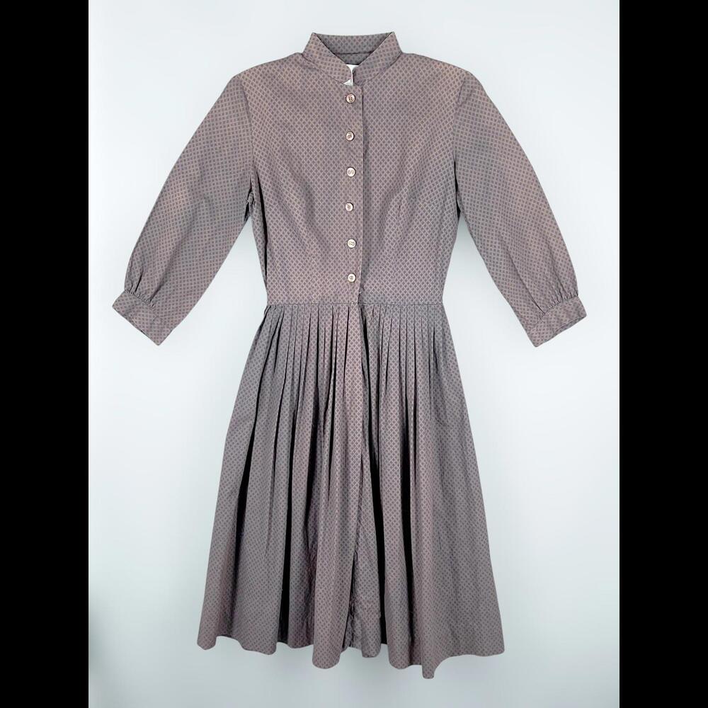 1950s Cotton Day Dress Flared Skirt 50s Size 10